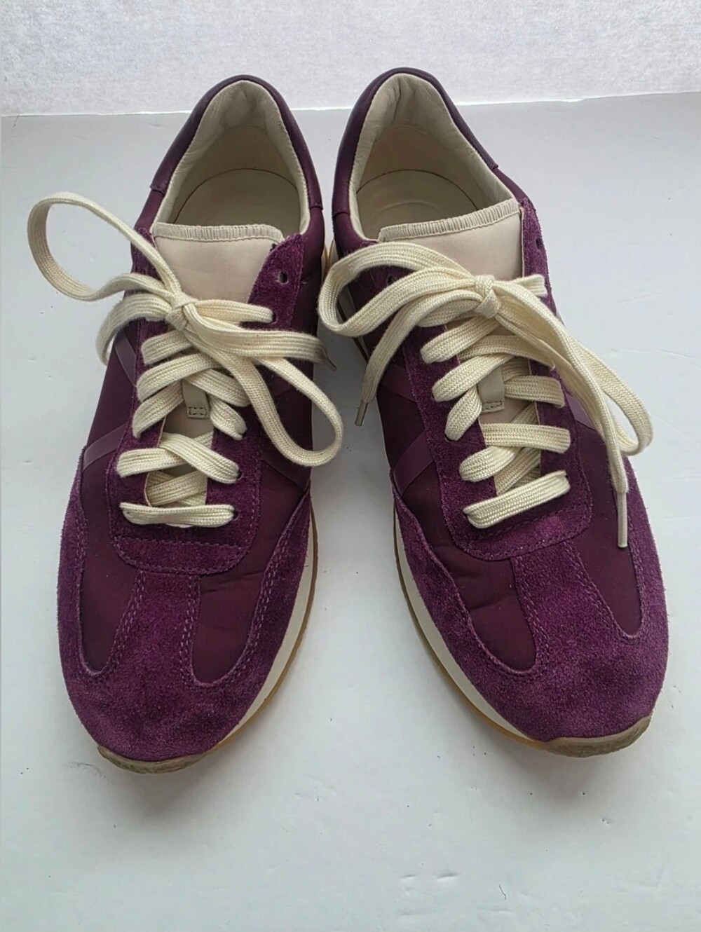 Vince Ohara Mixed Leather, Suede & Fabric Lace Up Sneakers In Purple Sz US 9.5 M